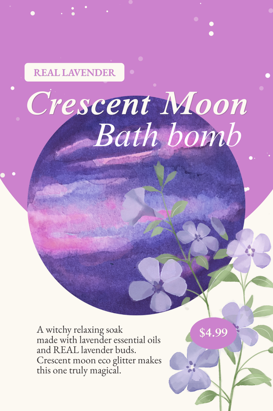 Witchy Crescent Lavender Moon Bath Bomb 🪻🌙